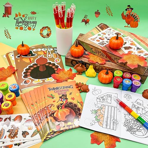 Miniatura 4 de 72 piezas de regalos de fiesta del día de Acción de Gracias, regalos de intercambio escolar de otoño, libros para colorear de Acción de Gracias,