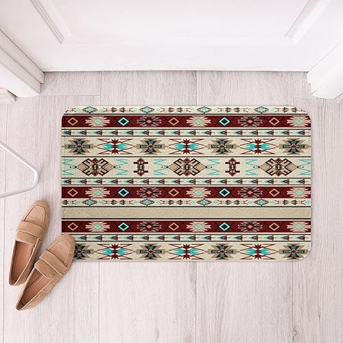 Miniatura 42 de Alfombra de área de decoración occidental, alfombra de baño azteca, vaquera, estilo vaquera, del suroeste, para niños y niñas, rústica, decoración