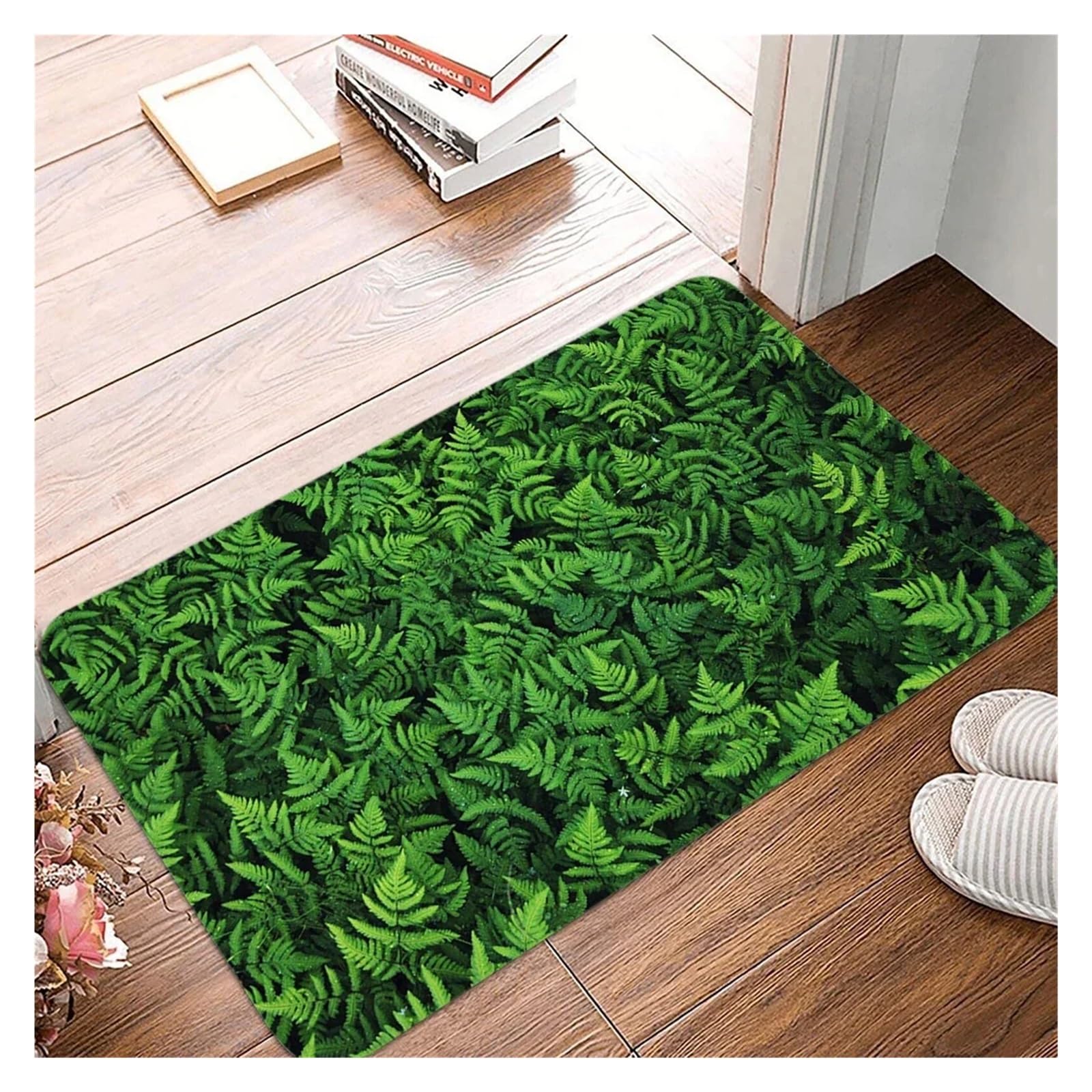 Tapis d'entrée intérieur lavable 40x60 cm anti-dérapant à motif végétal