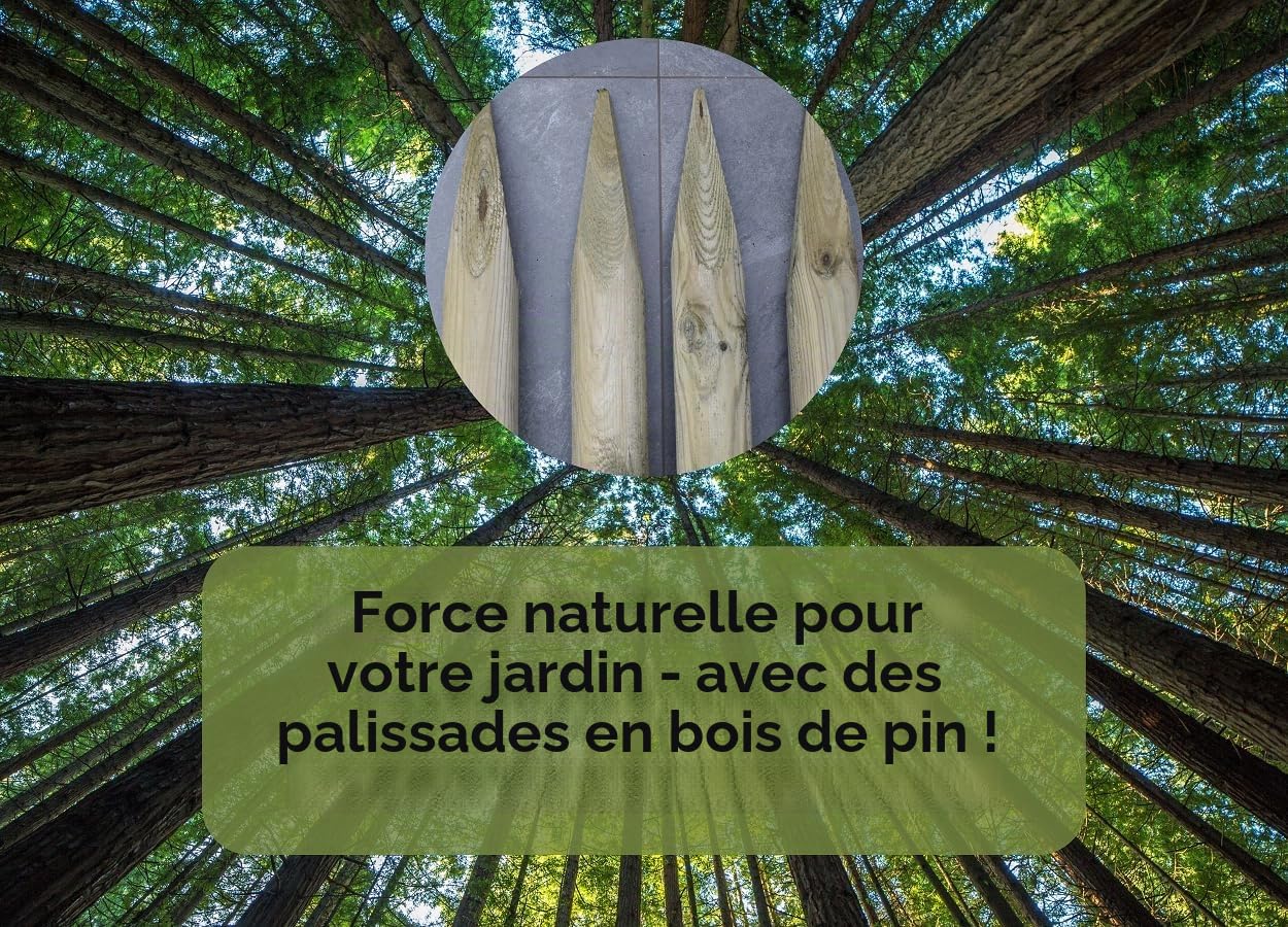ø 6cm Lot de 4 Piquet Cloture Bois Longueur: 240 cm Poteaux De Clôture De Jardin Imprégné Résistant Aux Intempéries Palissade Tuteurs avec Pointe Couleur Olive