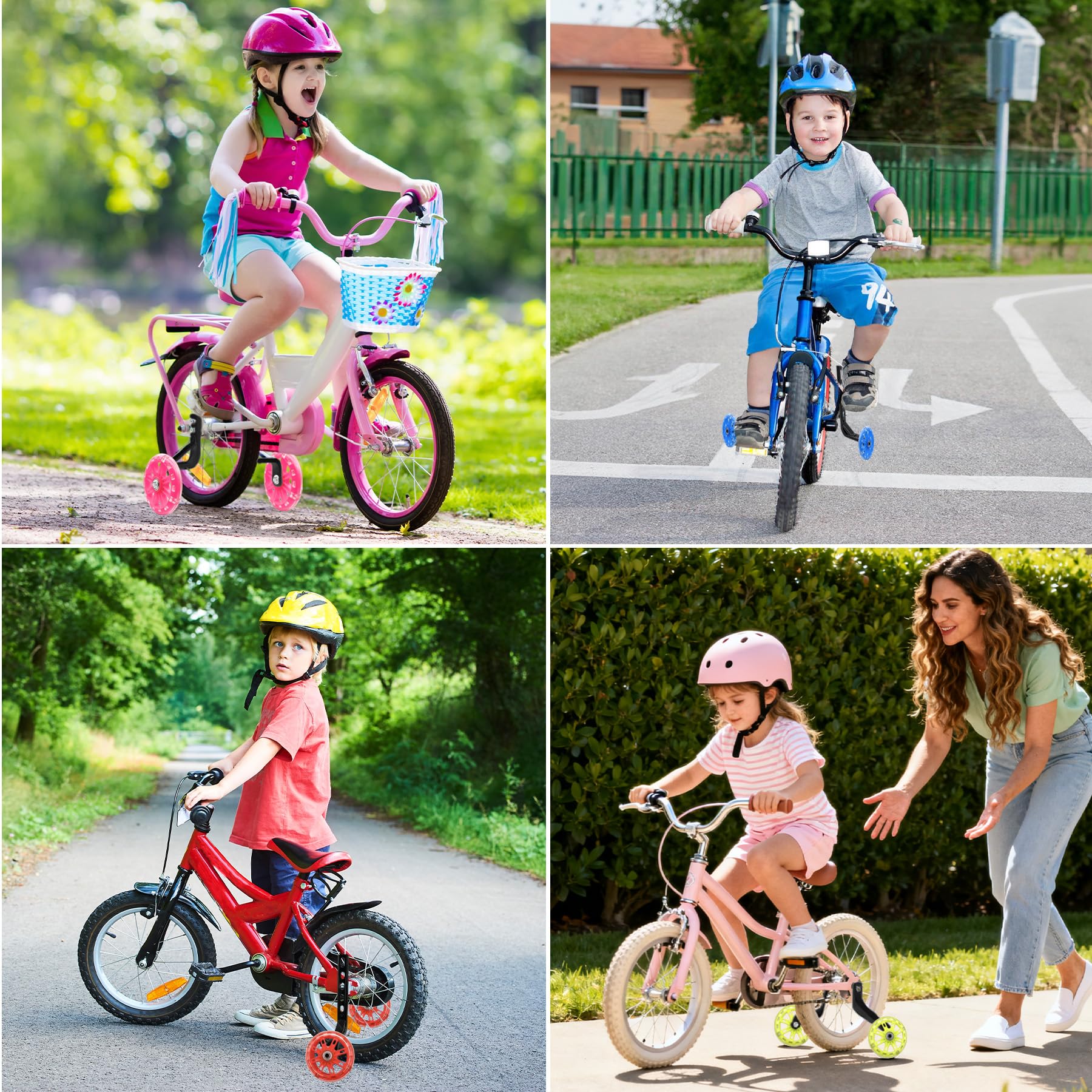 VEEKAY Ruedas de apoyo para bicicleta infantil Estabilizadores Ruedines Universal 12 14 16 18 20 Pulgadas