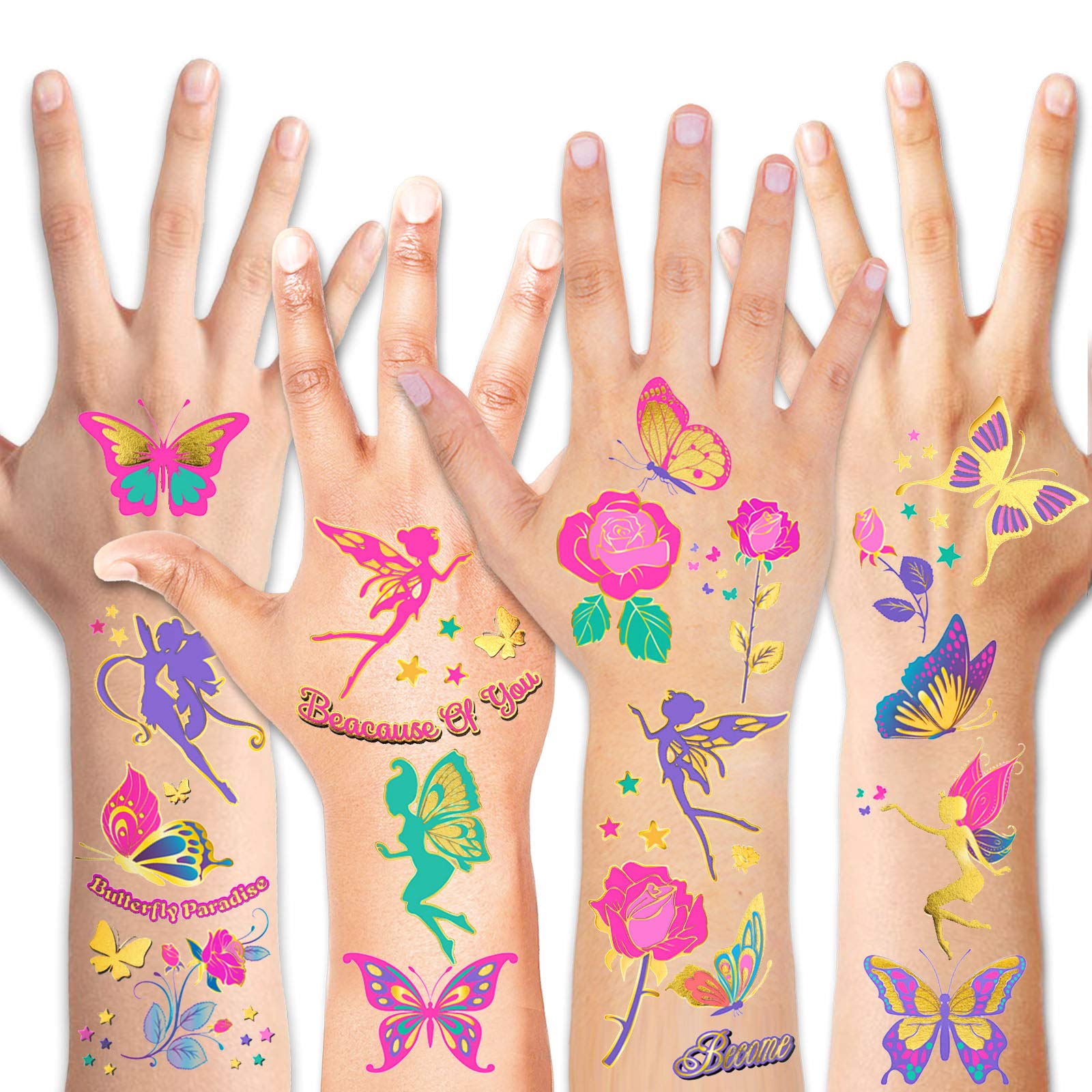 Buy HOWAF Glitter Tattoos for Girls, Waterproof Rose/Fairy/Butterfly