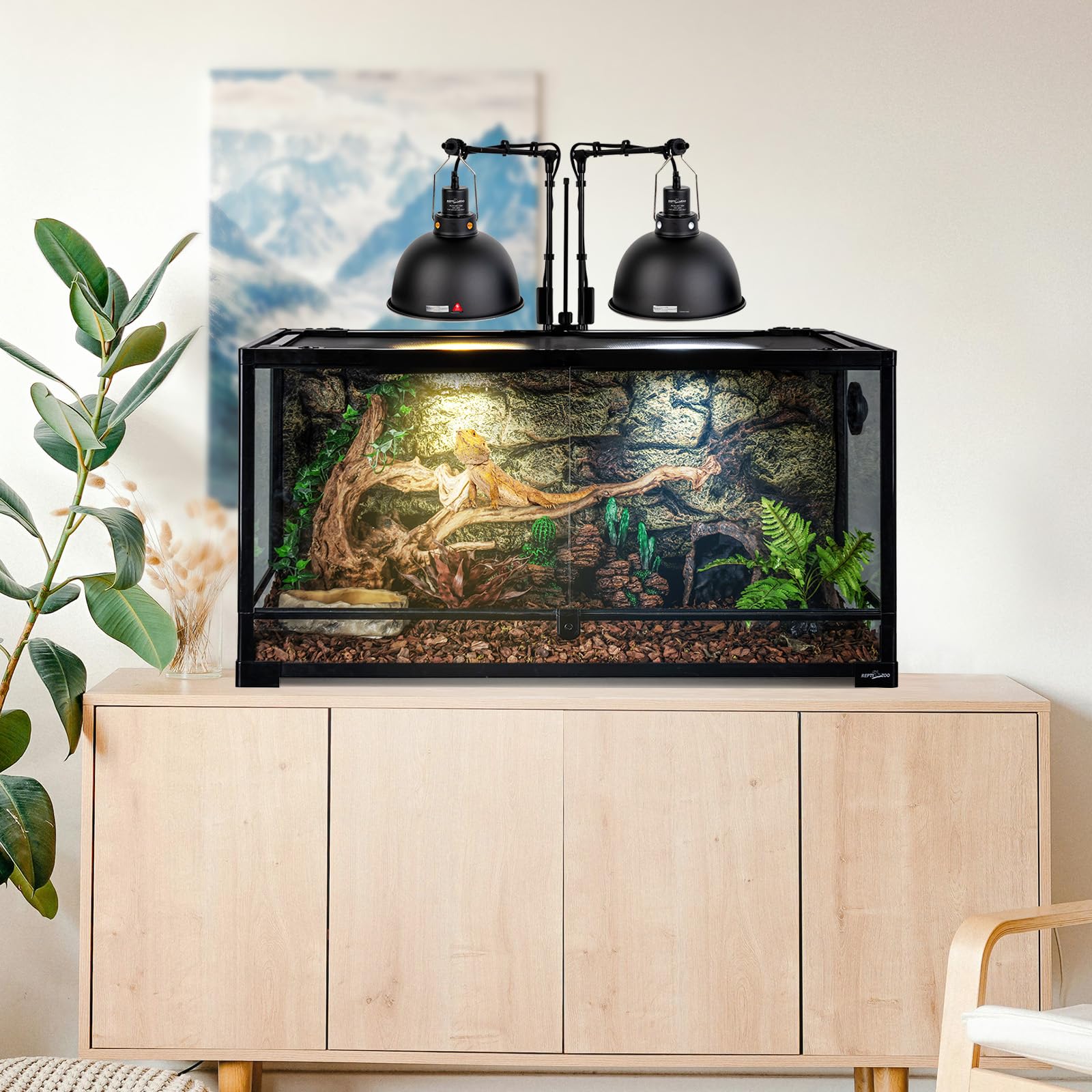 REPTI ZOO Reptile Light Fixture 2 Pack, 8.5inch Deep Dome Reptile Heat Lamp with Separate Switch and Hook, Basking Light Fixture for Bearded Dragon Snake Lizard, Suitable for E26 Bulbs Up to 150W - image 7