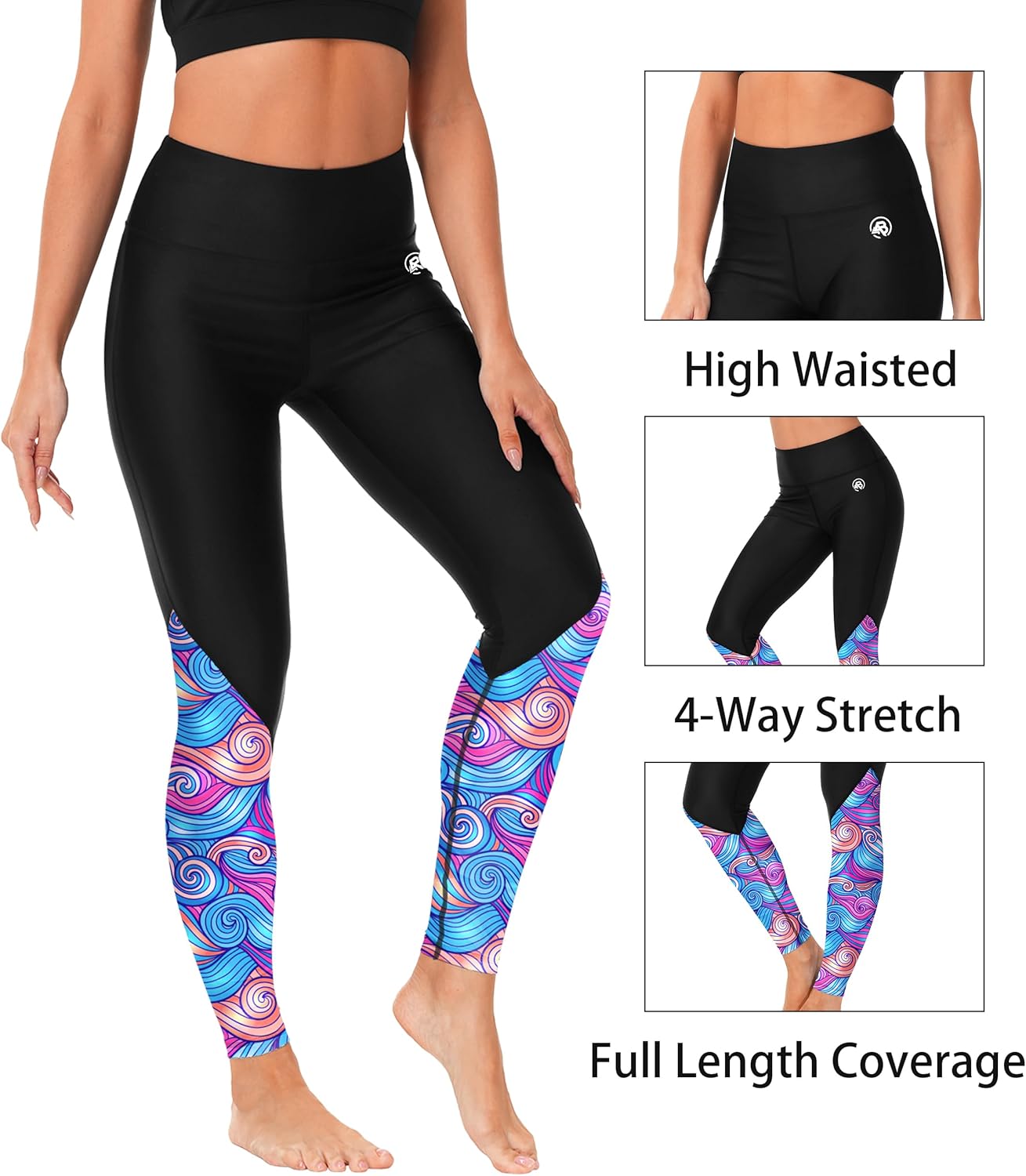 AOBUTE Women Swim Pants UPF 50+ Rash Guard Pants High Waisted Swimming Leggings - Image 3