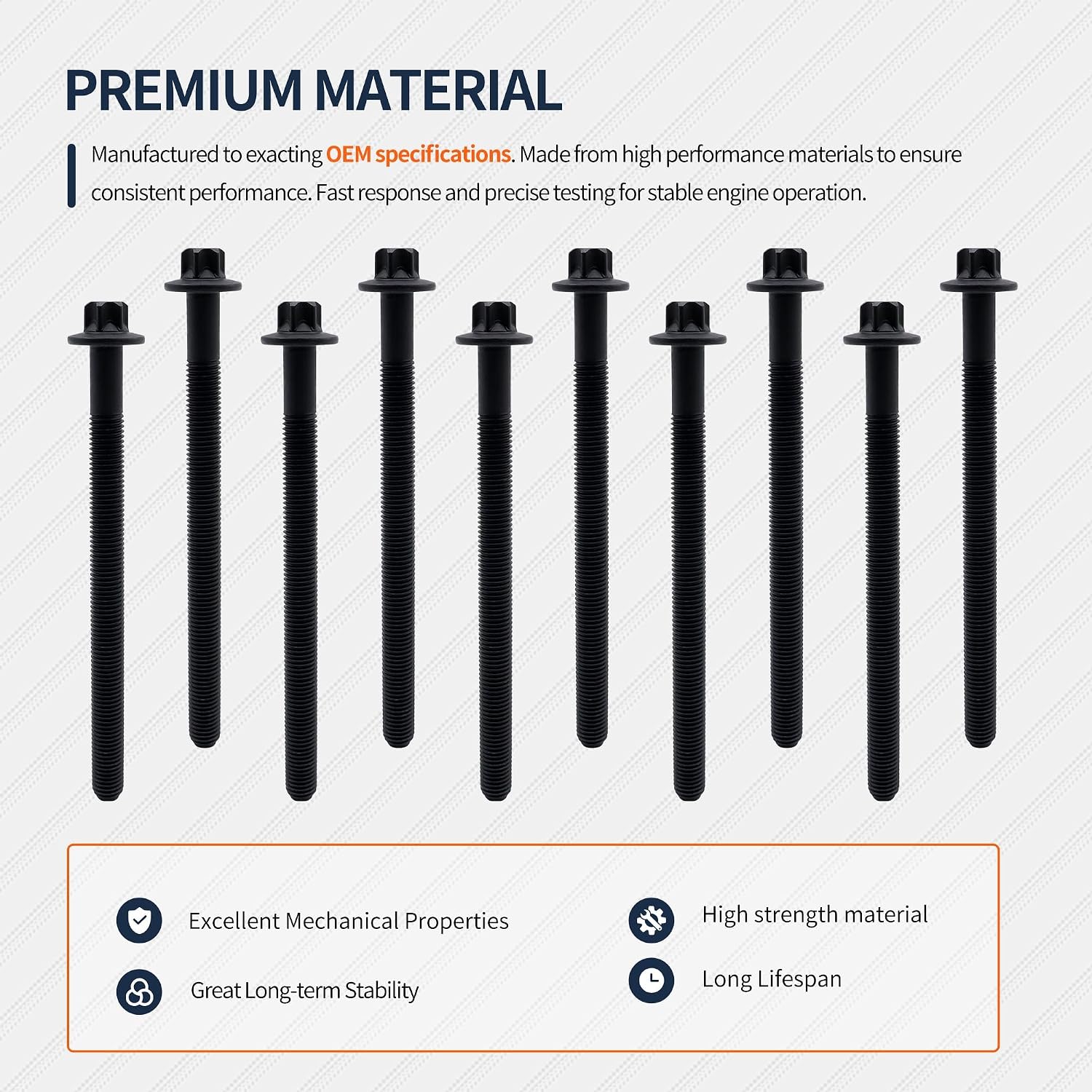 HiSport 10PCS ES72474 Engine Cylinder Head Bolt Set Compatible with Buick Encore 2013-2021, Cadillac ELR 2014-2016, Chevrolet Cruze 2011-2016 Cruze Limited 2016 Sonic 2012-2020 Trax 2013-2021 Volt
