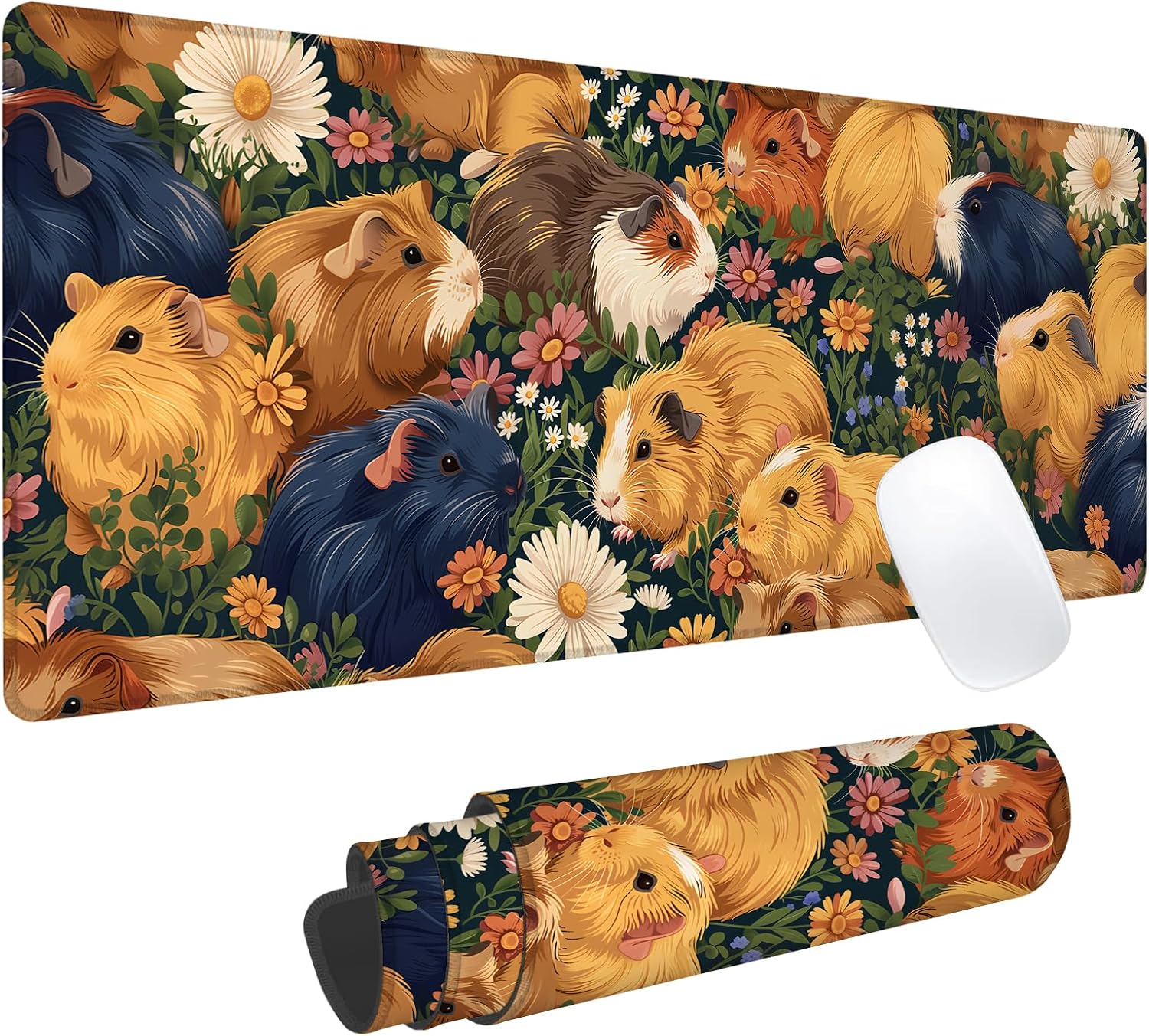 Guinea Pig Gaming Mouse Pad, Office Desk Mat, Anti-Slip Rubber Base Cool Aesthetic Mouse Pads for Computer Laptop Keyboard School Home Desktop Gamer Home Accessories Decor 31.5" x 11.8"