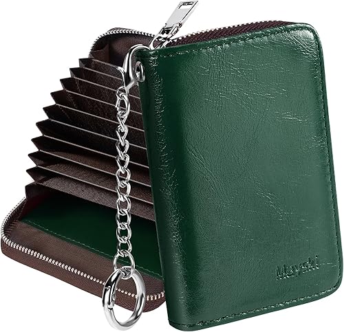 Miniatura 13 de Mayski - Cartera para tarjetas de crédito con cremallera para mujeres, tarjetero pequeño de acordeón, llavero con tarjetero para tarjetas