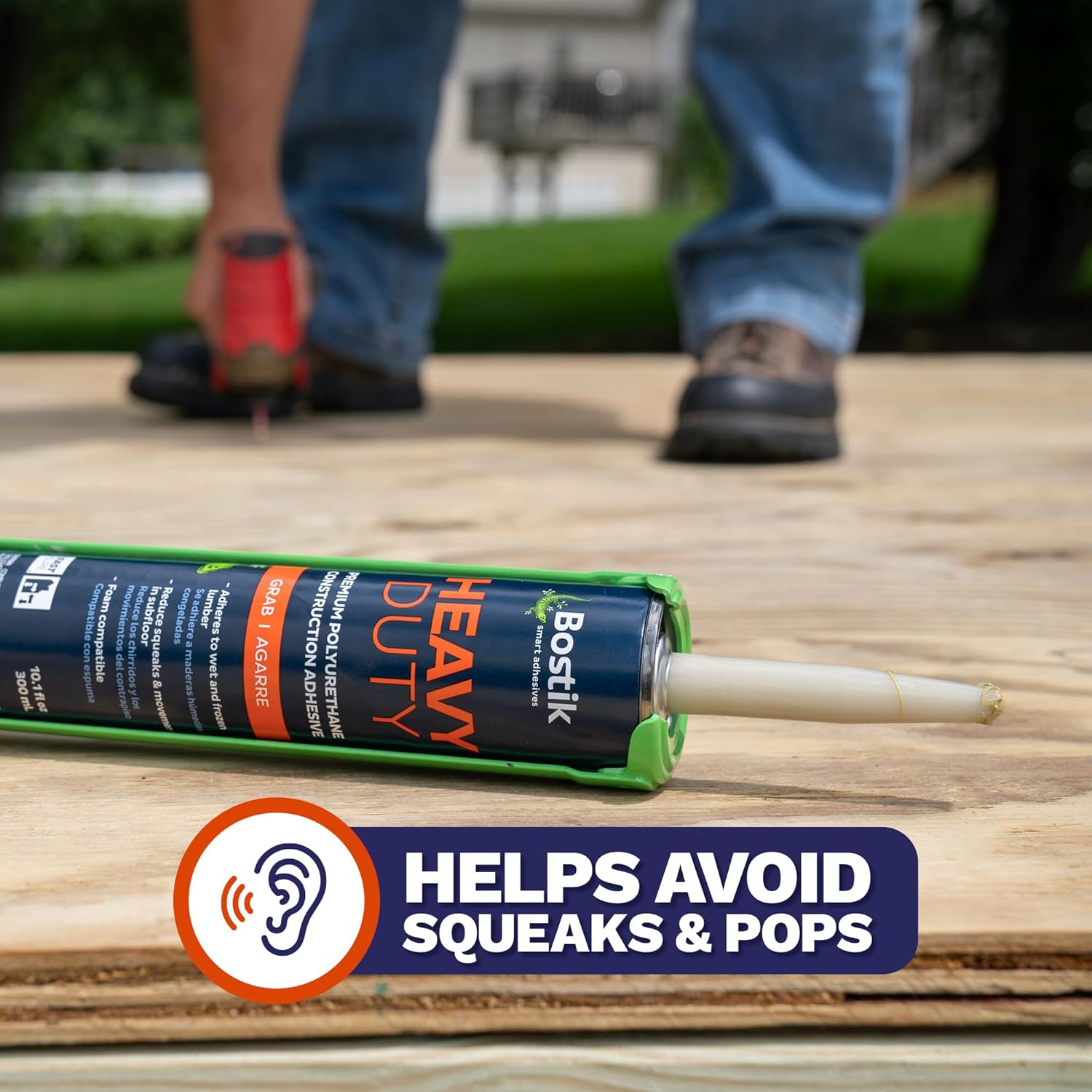 BOSTIK Heavy Duty 10.1oz Premium Construction Adhesive Glue Caulk | Professional Grade | Versatile Use on Wet & Dry Wood Joints | for Installing Wood, Drywall, Foam Board & More | 1 Cartridge