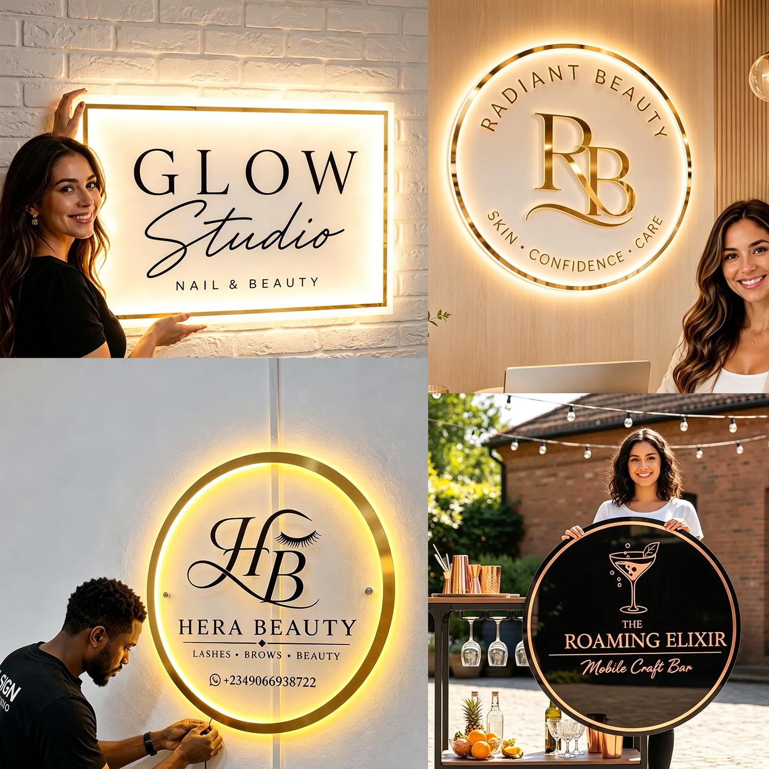 Neon Schild Personalisiert Logo Leuchtschilder, Dimmbare Hintergrundbeleuchtung individuelles Neonschild, Acrylschild & Metall für Wanddekoration, Bar, Hochzeit, Studio, Salon, Firmenlogo, Werbeschild