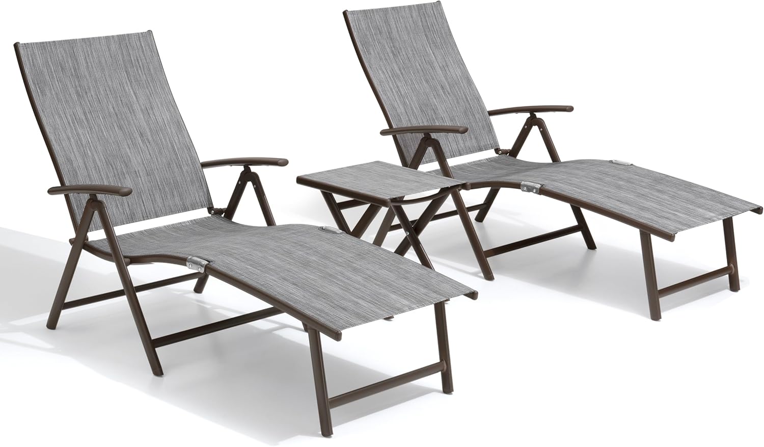 Crestlive Products Folding Patio Chaise Lounge Chair Outdoor, Aluminum Adjustable Outdoor Pool Recliner Chair, Assemble-Free, 8 Positions