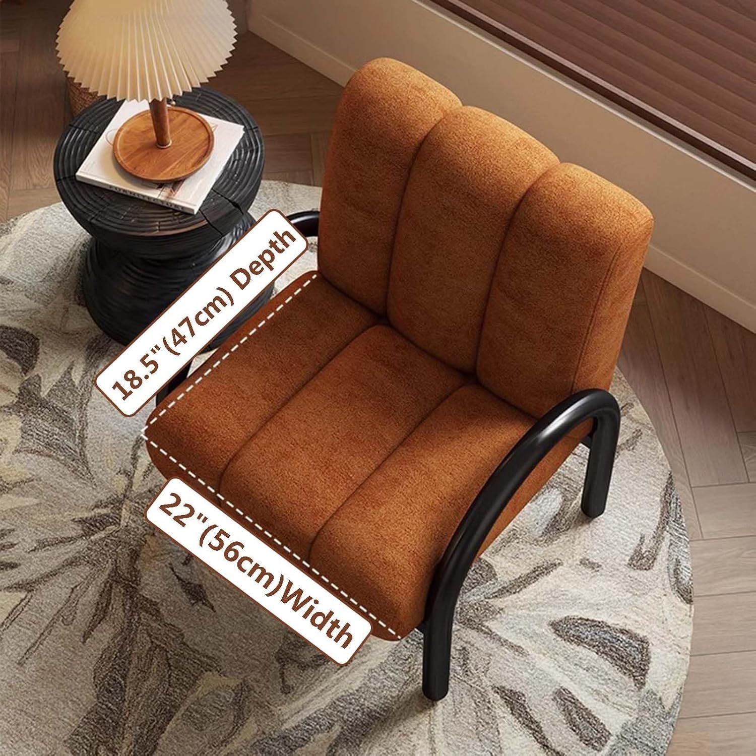 Mid-Century Velvet Accent Chair with Metal Legs, Comfy Armchair for Small Spaces, Upholstered Side Chair for Bedroom, Living Room, or Office - Khaki(Khaki)