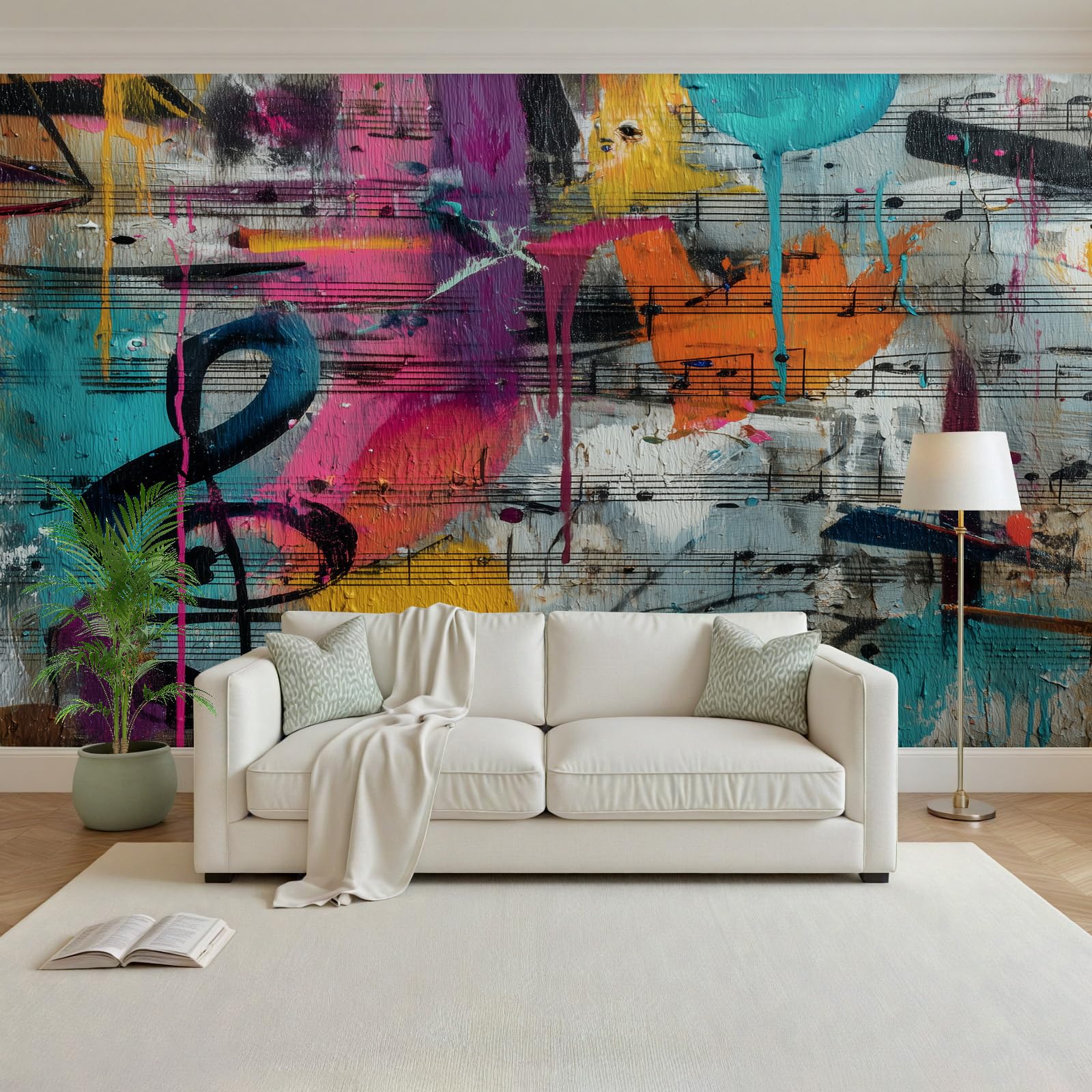 Papier peint panoramique musique 350x256cm intissé graffiti