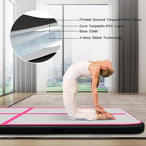 Miniatura 7 de COVERONICS Colchonetas inflables de gimnasia de 101316 pies con bomba eléctrica y bolsa de almacenamiento para entrenamiento de gimnasiauso