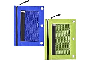 3 Ring Binder Zipper Pencil Pouches Blue&Green