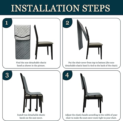 Miniatura 7 de Yonus Funda impermeable para silla de comedor, funda para silla de oficina, resistente al agua, funda para silla de comedor, cocina, funda para