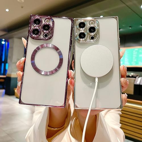 Miniatura 2 de aowner Funda magnética para iPhone 11 Pro Max cuadrada compatible con MagSafe transparente, protección de cuerpo completo, sin amarillamiento,