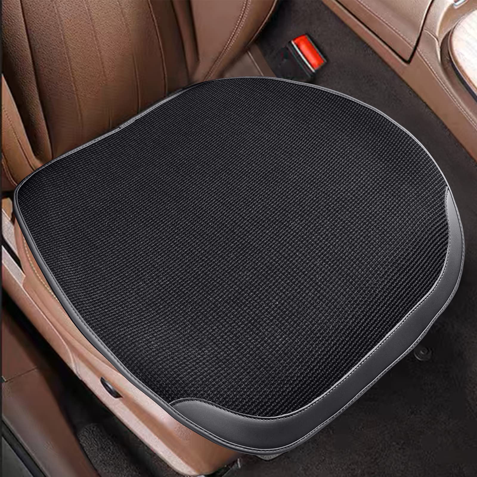 Forbell Car Seat Cushion Cover, Breathable Car Seat Cushion, Non-Slip Car Seat Covers, Linen Air Layer Bottom Covers (Black, Single seat)