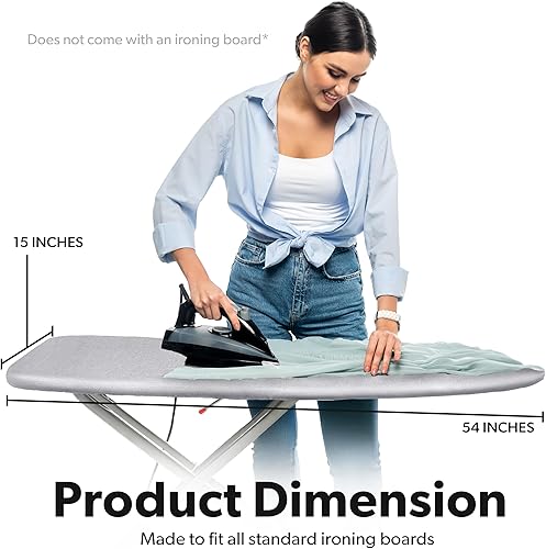 Miniatura 6 de Home Intuition Funda para tabla de planchar extra gruesa y almohadilla de hierro resistente a la quema con cierre de velcro y borde elástico, 15 x