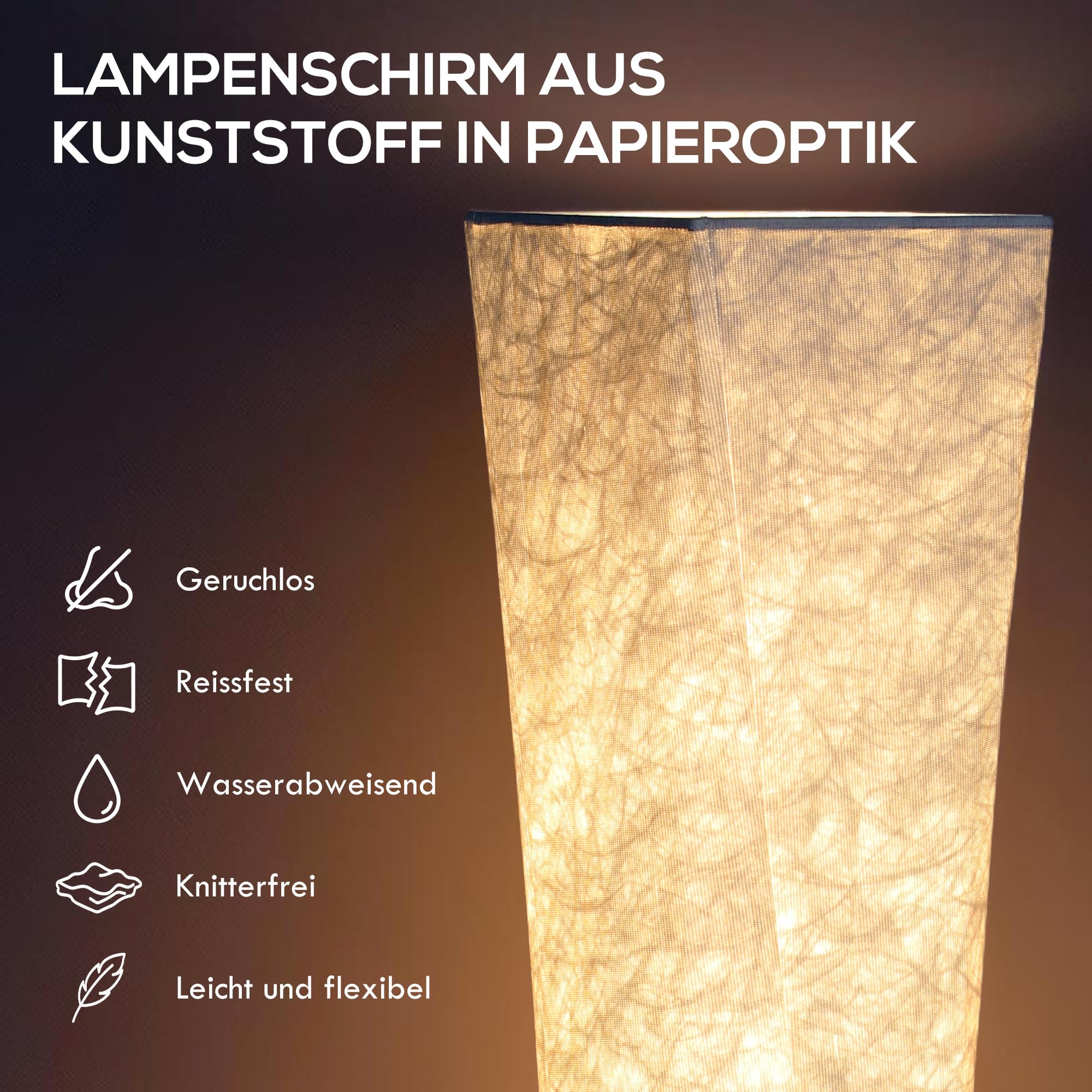 HOMCOM LED Lampa stojąca do salonu ściemn. z kloszem papier. ciepła biel