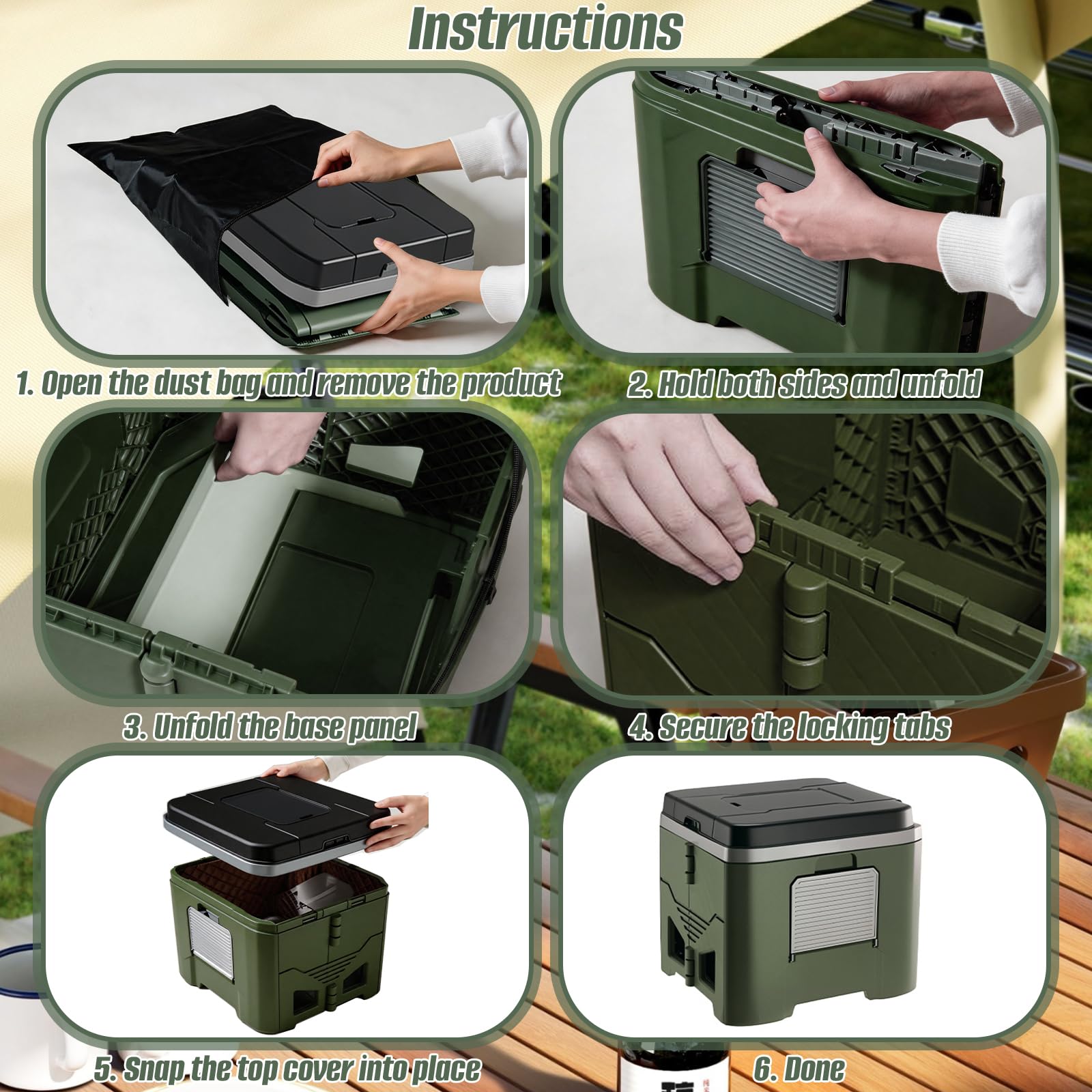 Set WC pieghevole portatile da campeggio, con porta rotolo di carta e supporto per telefono, 24 sacchetti della spazzatura, borsa organizer per campeggio, camper ed escursionismo.