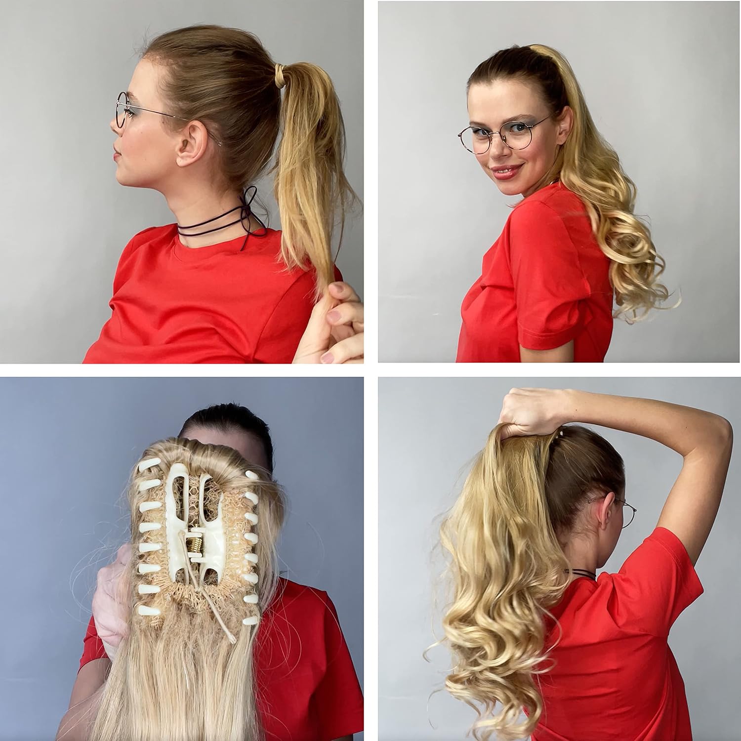 CAISHA 16" Hairpiece Ponytail Extension Butterfly Clip Voluminous Wavy Red-Brown H23, red-brown #4AT33 H23, 16 inch - Image 5