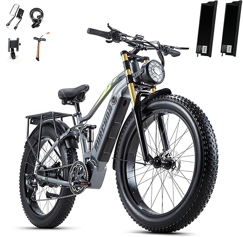 Miniatura 17 de DAMSON Electric Bike for Adults 1500W Peak Motor Mountain Ebike 30MPH 48V 20Ah Removable Battery 70-Mile Range 26" Fat Tire Off-Road Bicycle Full