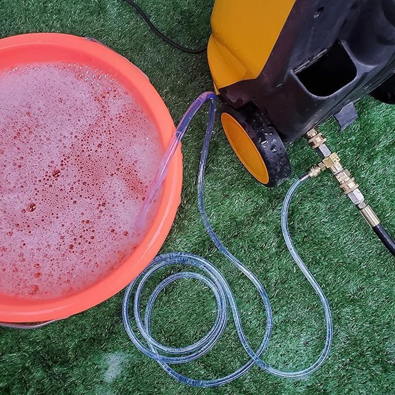 Kit di iniettori chimici per idropulitrice iniettori di sapone da 3/8 di pollice Connettore rapido 4000 PSI Dispenser regolabile Iniettore duraturo con tubo sifone e ugello