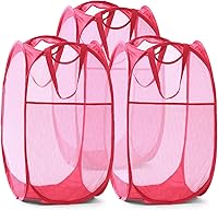 Vista 12 de TECHMILLY Cesta plegable de malla para la ropa sucia con asas resistentes y bolsillo lateral, cestas plegables portátiles para ropa para dormitorio