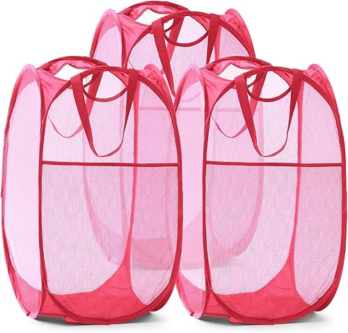 Miniatura 34 de Cesta de malla desplegable para ropa sucia con asas duraderas - Cesta plegable portátil para dormitorio, baño y viajes (azul, paquete de 3 unidades)