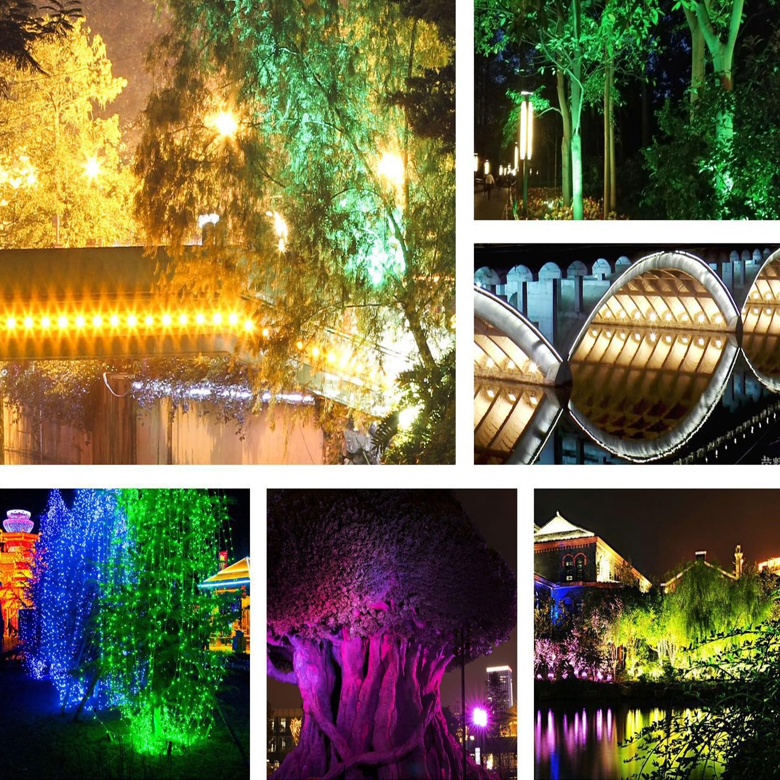 Luces De Paisaje - Foco LED for Exteriores, Foco LED Redondo De 220V CA, Lámpara De Árbol Triple Enchufable Resistente Al Agua IP65, for Jardín, Patio, Césped, Proyección De Paisaje(Green,A-24W)