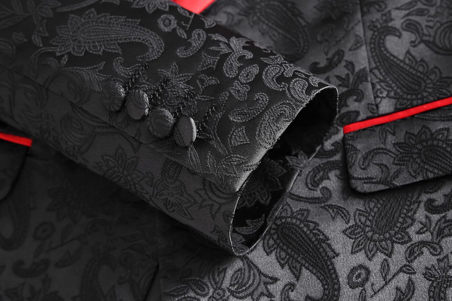 MOGU Mens 3 Piece Tuxedo Slim Fit Jacquard Floral Vintage Groomsmen Wedding Prom Suit - Image 5