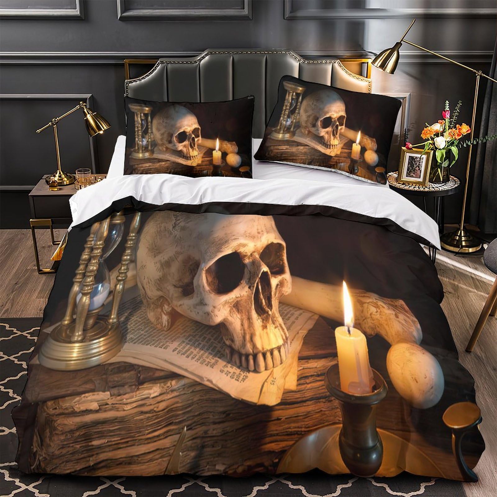 Housse de couette crâne de la mort 3D en microfibre 140x200cm