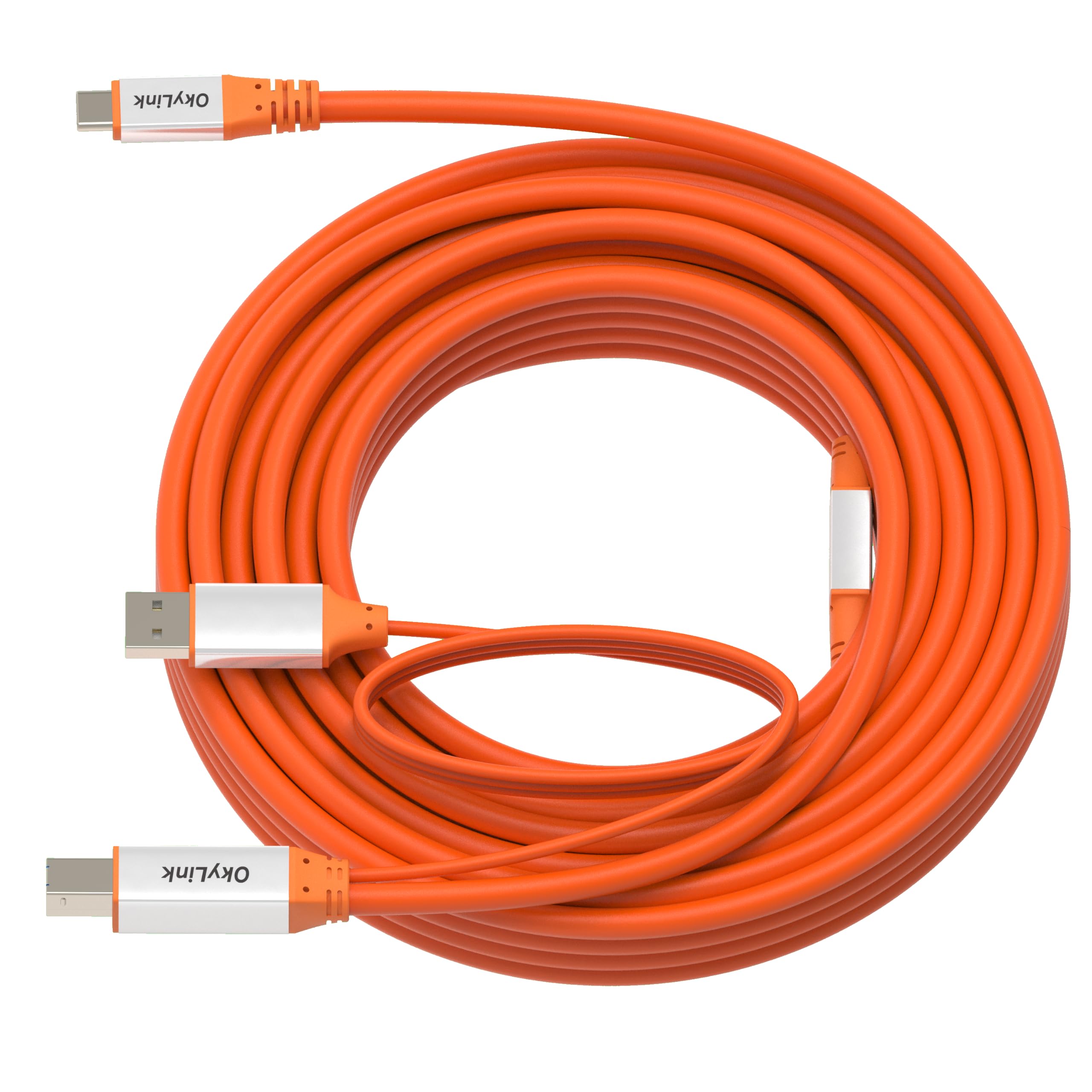 OkyLink Aktives USB 3.2 Gen 2 C-auf-B-Kabel, 10 Gbps Verstärkungskabel mit Signalverstärker und Aluminiumgehäuse, 10 m (32 ft), geeignet für MIDI-Keyboards und Drucker