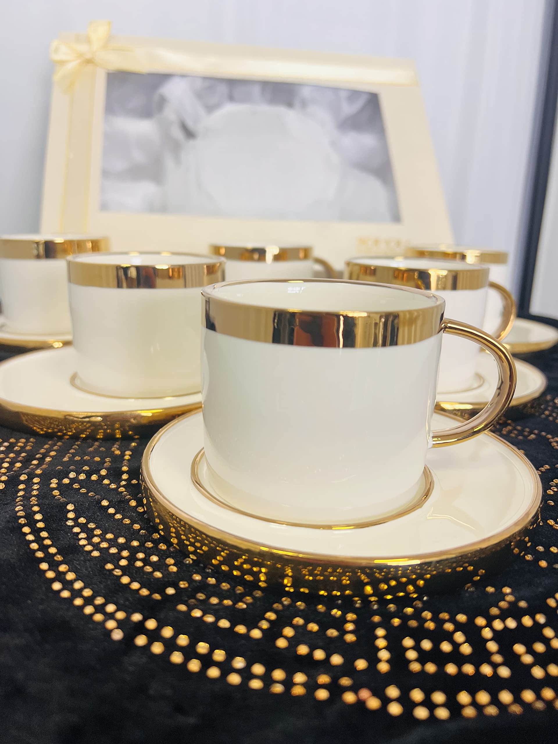 Iznik Service À Café Pour 6 Personnes -12 Pièces, Set De Tasses À Café