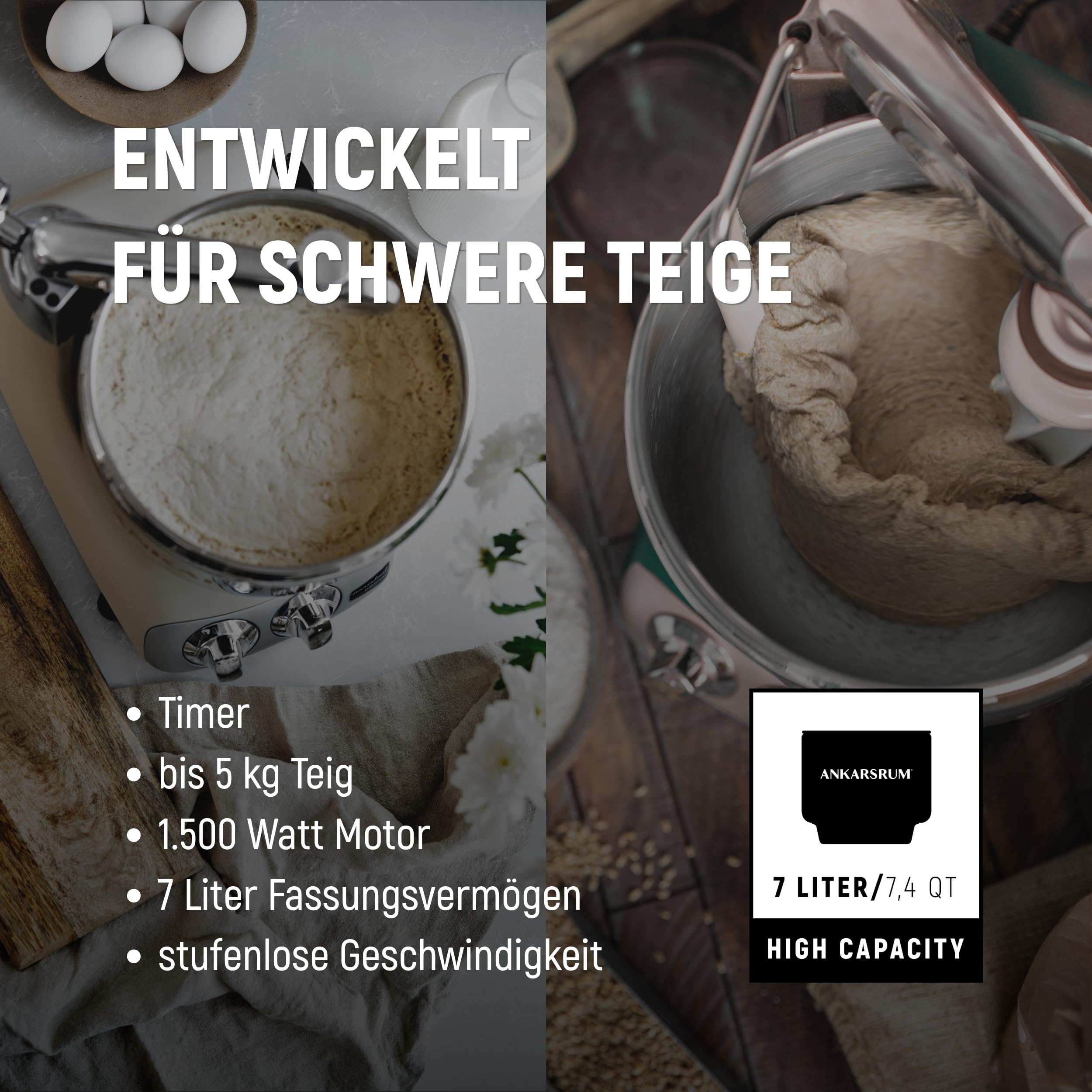 Ankarsrum Assistent Original 6230 Küchenmaschine, Harmony Beige | 1500 Watt, multifunktionale Küchenmaschine u.a. zum Backen, mit 7 Liter Edelstahlschüssel, handgefertigt in Schweden