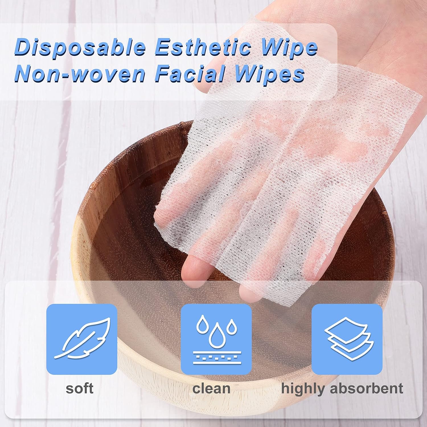 Maxcheck 300 Pcs 2x2 Disposable Esthetic Wipes 4 Ply 4x4 Unfolded Facial Squares Aesthetic Wipes Non Woven Esthetician Supplies Lint-Free Cleaning Cloths for Spa Facial Makeup Product Application