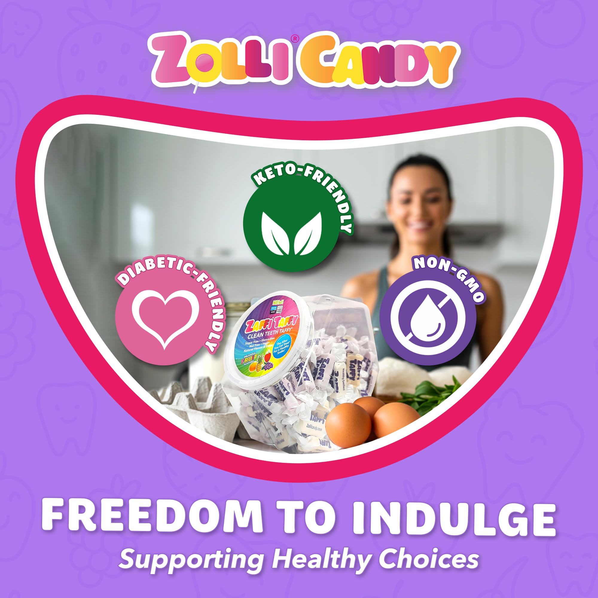 Zollipops, Zaffi Taffy Clean Teeth Taffy AntiCavity Zuckerfreie Süßigkeiten mit Xylitol für ein gesundes Lächeln, ideal für Kinder, Diabetiker und Keto-Diät, 907 ml, Sortimentspackung