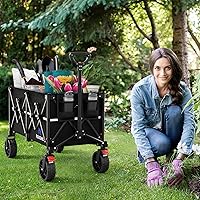 Vista 9 de Carrito plegable con ruedas plegable – Carros plegables resistentes para comestibles, deportes, jardín, compras, camping
