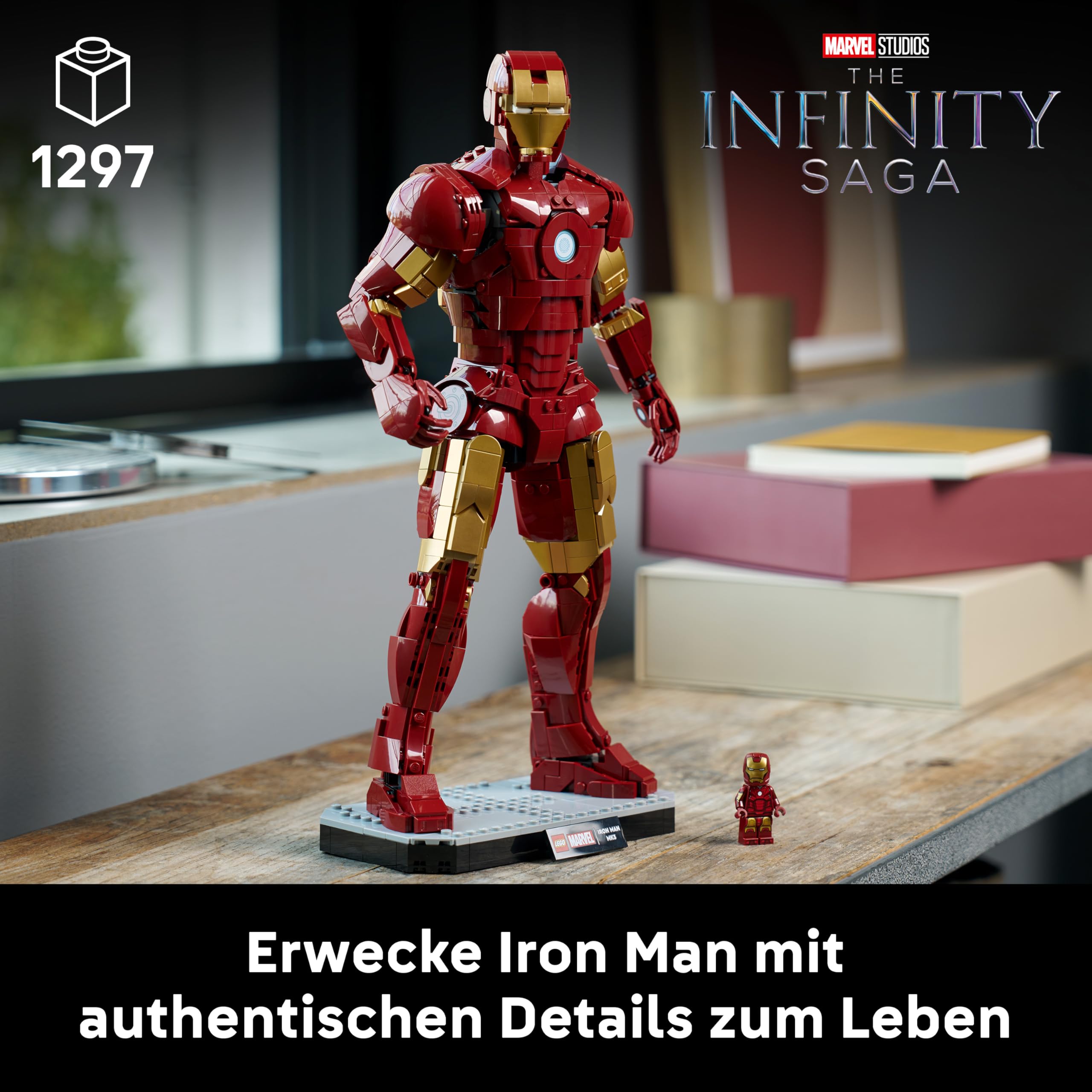 LEGO | Marvel Iron Man Mark 3 Sammleredition - Avengers Bauset für Erwachsene - Modellbau mit Minifigur, Ständer und Namensschild - Kreatives Geschenk für Männer, Frauen und Allen Fans - 76344