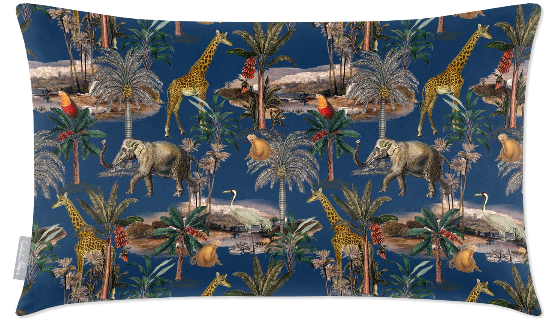 Izabela Peters Estate Blue Eco-Friendly Velvet Cushions - Safari Voyage 50 X 30 Cm, Chair & Sofa Seat Cushions With Covers Included