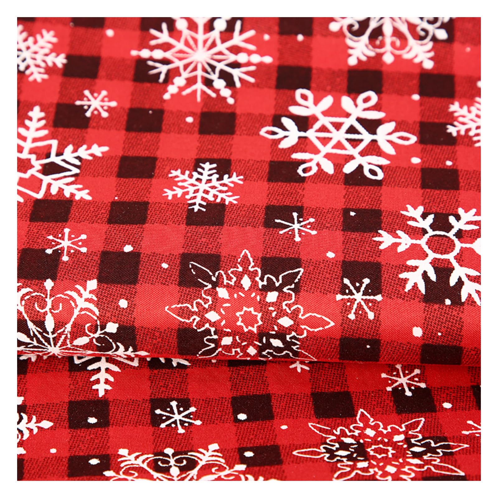 148 cm × 2 Yards tessuto fiocchi di neve rosso tessuto natalizio tessuto a quadri per cucito, tessuto con fiocchi di neve, tessuto a scacchi di Natale, per confezioni regalo, fiocchi fai da te