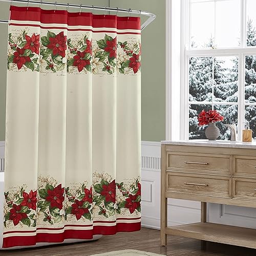 Elrene Home Fashions Cortina de ducha de baño de tela de Pascua roja y blanca, 70 x 72 pulgadas Elrene Home Fashions Cortina de ducha de baño de tela de Pascua roja y blanca, 70 x 72 pulgadas