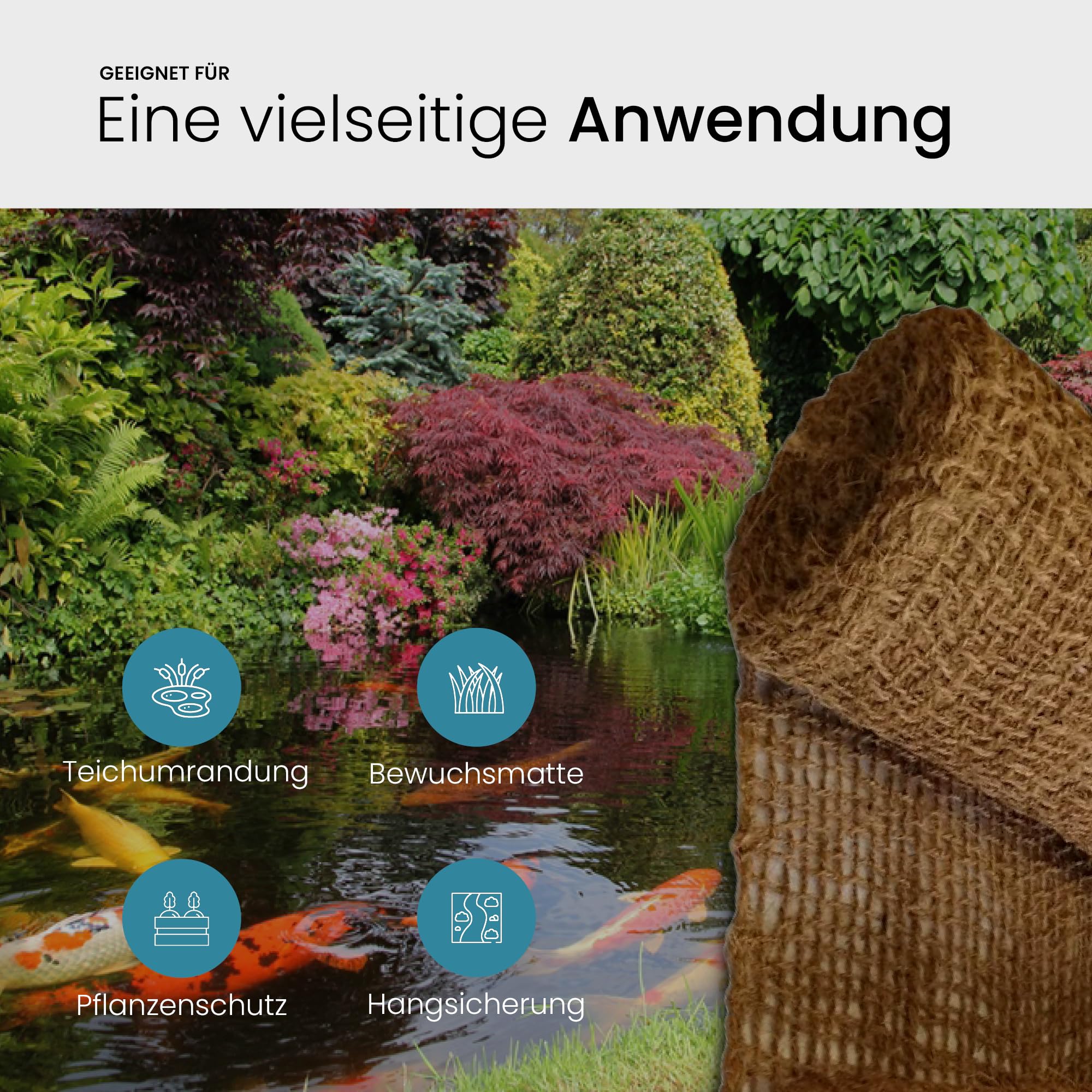 Tappetino Antierosione In Fibra Di Cocco 26m X 1m - Per Laghetti E Pendii, 750g/m&sup2;