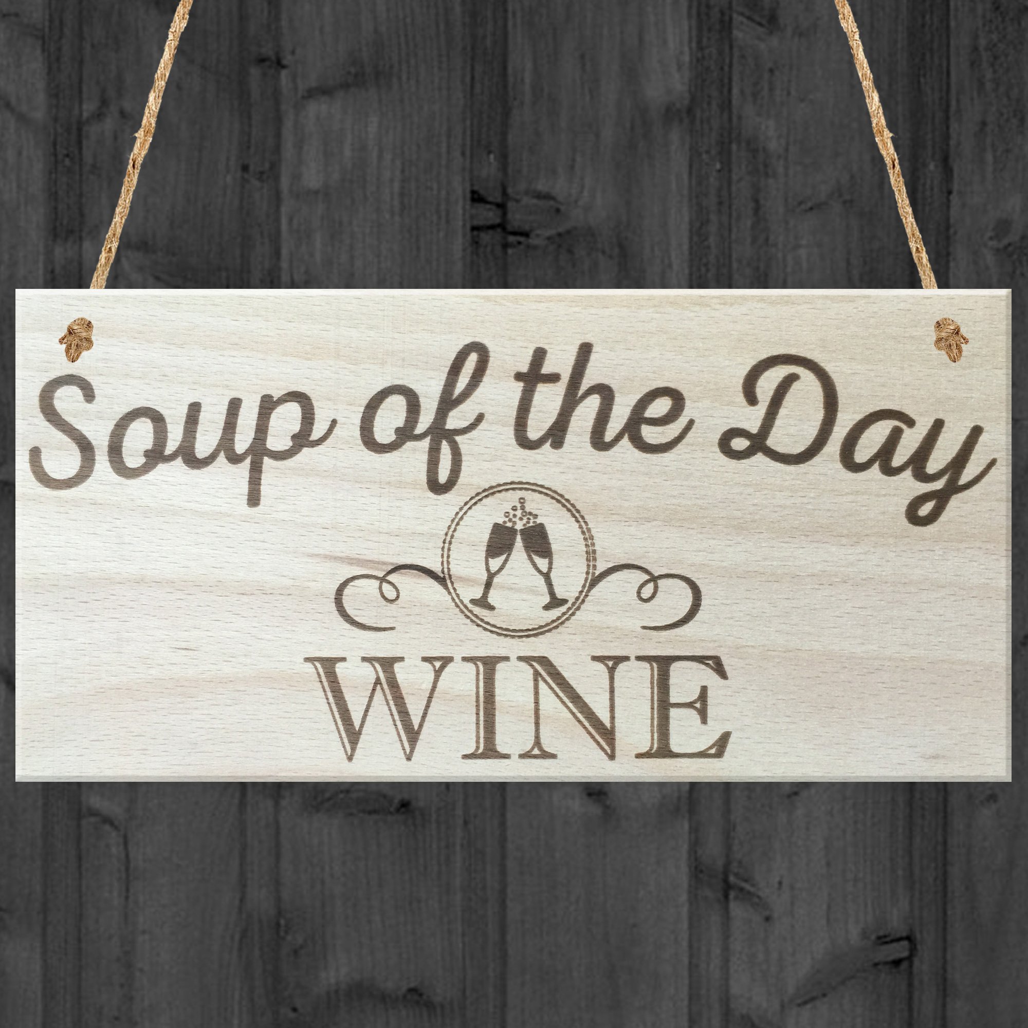 Red Ocean Soup Of The Day Wine Novelty Wooden Hanging Plaque Alcohol Joke Gift Sign