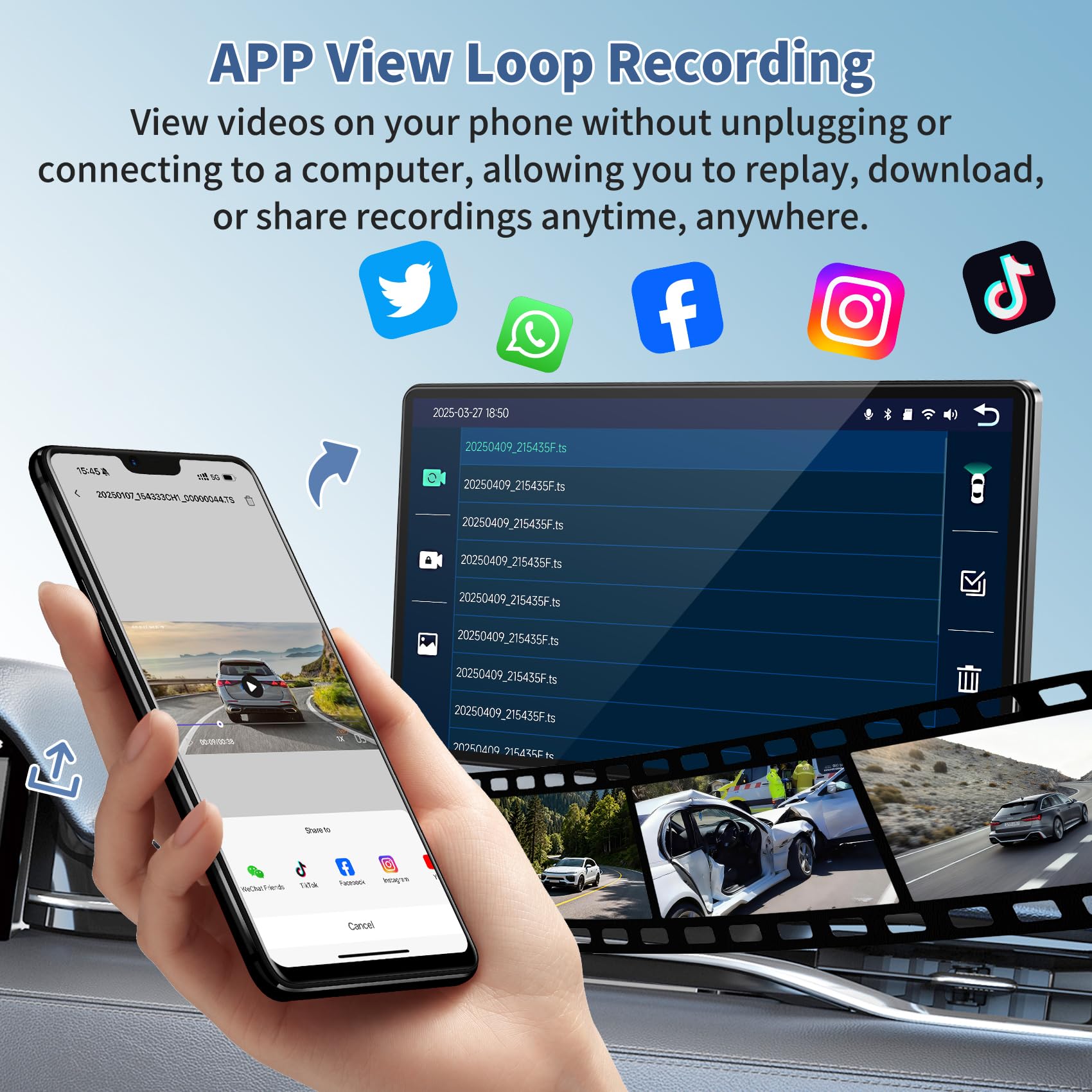 Largest 11.3" Portable Apple Carplay Screen, Wireless Car Play & Android Auto Touch Screen, Car Stereo with App View/4K Dash Cam/Backup Camera/Mirror Link/Voice Control/Music Play/GPS/Bluetooth/FM — view 4