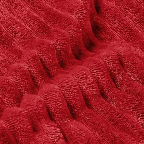 Miniatura 5 de BEDELITE - Manta decorativa de vellón tamaño individual, manta de jacquard acanalado 3D, suave y cálida, acogedora, mullida, ligera y afelpada para