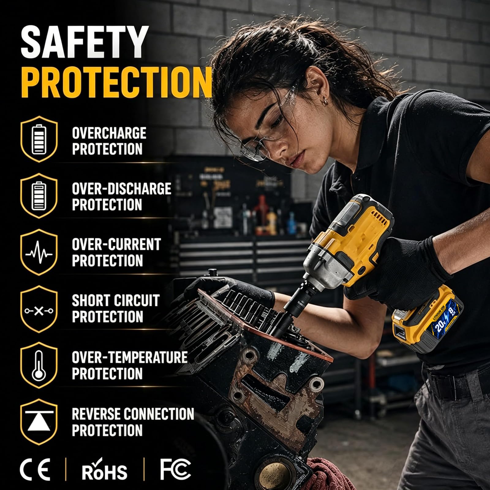 SANIU Paquete de 2 baterías de repuesto de 8000 mAh para Dewalt 20 V MAX de iones de litio, compatible con herramientas eléctricas inalámbricas Dewalt de 20 voltios DCB208 DCB207 DCB206 DCB204 DCB201