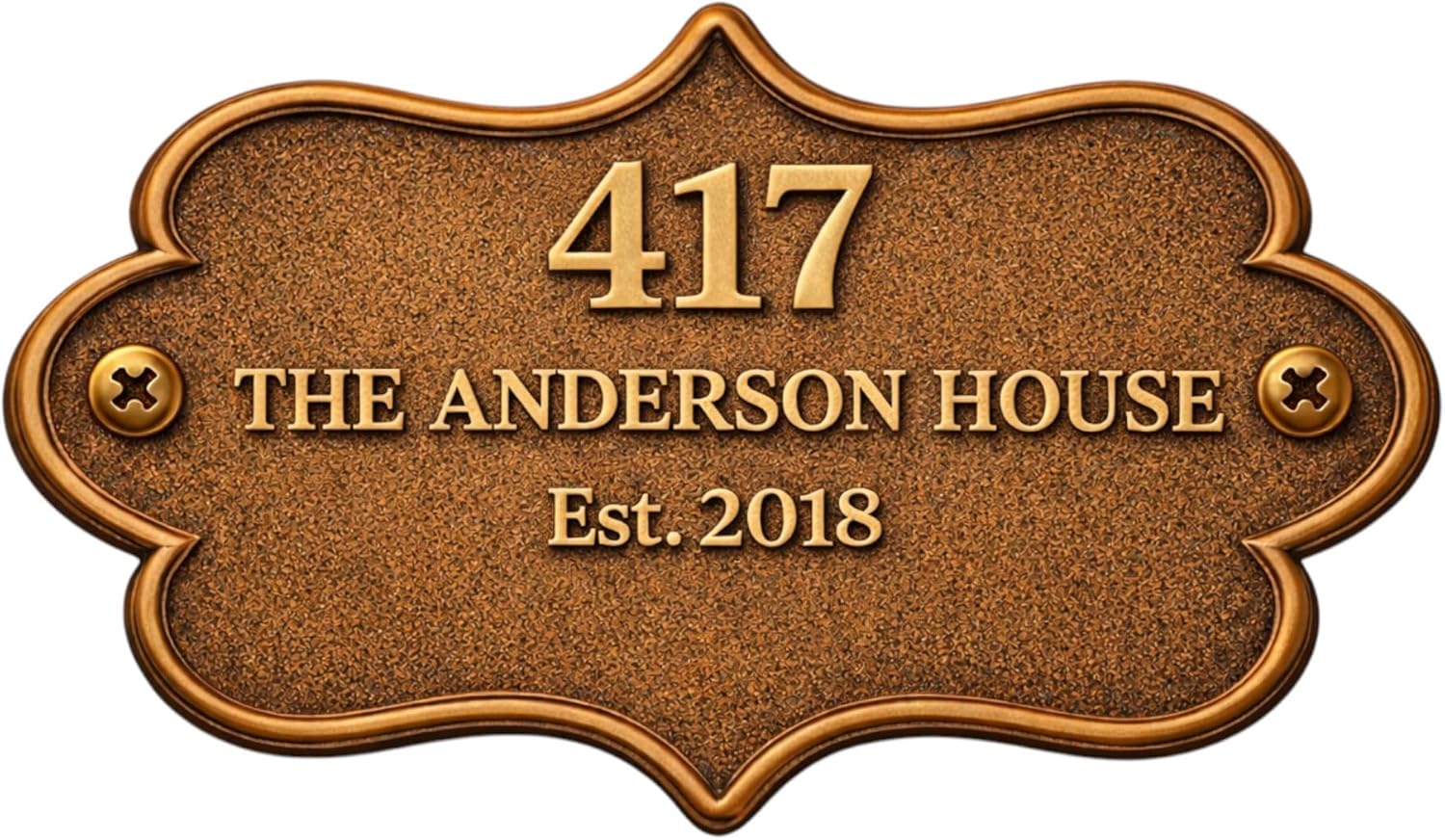 Personalized Brass Address Plaque, Custom Cast Bronze House Sign with Raised Letters, Antique Finish Outdoor Name Plate for Home, Door, Wall, Estate & Farmhouse Decor (Multiple Sizes 6"x4" to 50"x42")