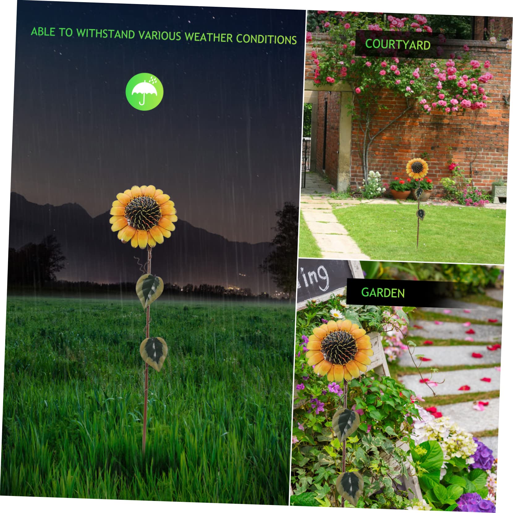Sonnenblumen Gartendekor 2 Stück aus Rostfreiem Eisen Blumenstecker für Garten und Terrasse für Außenbereich und Landschaftsbeet