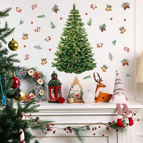 Miniatura 5 de TOARTI Adhesivo de pared de Navidad, calcomanías de pared de Feliz Navidad, calcomanías de árboles de Navidad, decoración de vacaciones, suministros